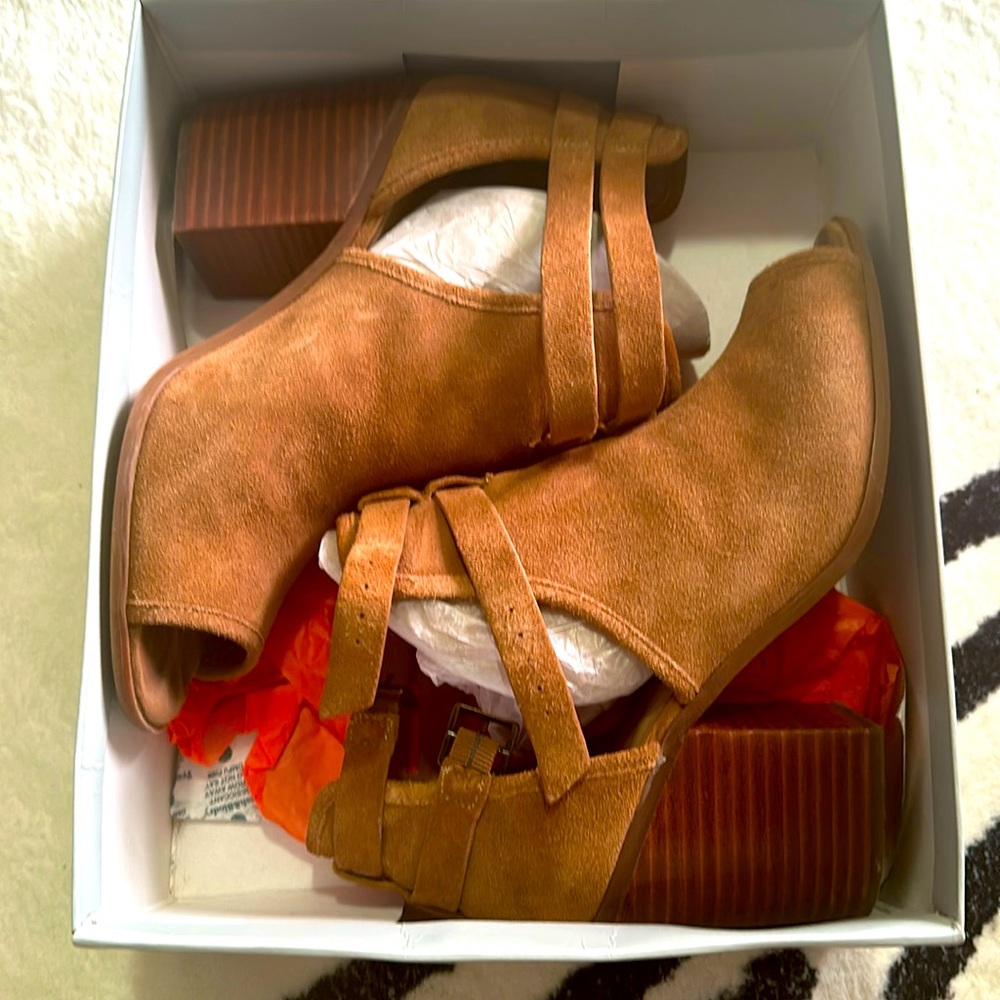 Honey Brown open toe shoe boot